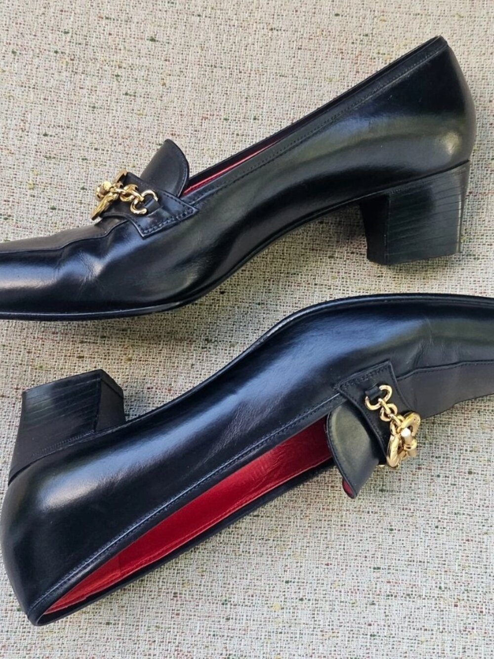 Vintage Celine Ladies Heel Shoes Black Leather Sandal Size 35.5 5US Made Italy - Picture 8 of 14